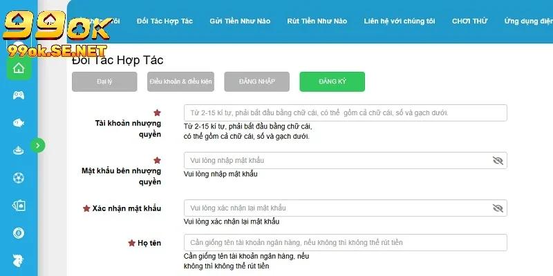 Quy trình đăng ký đại lý tại 99ok